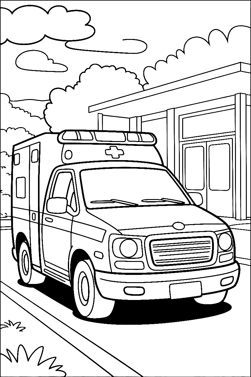 ambulance hospital entrance coloring pages