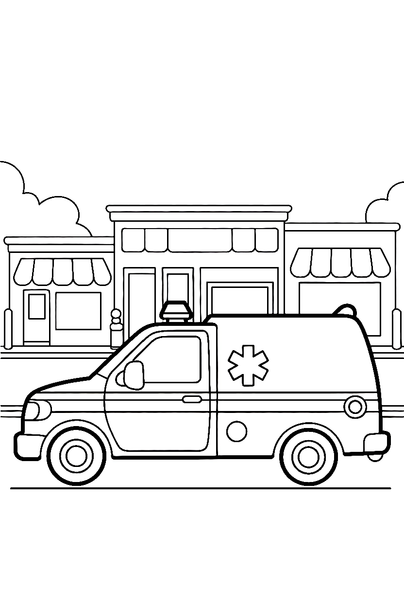 ambulance street curb coloring pages