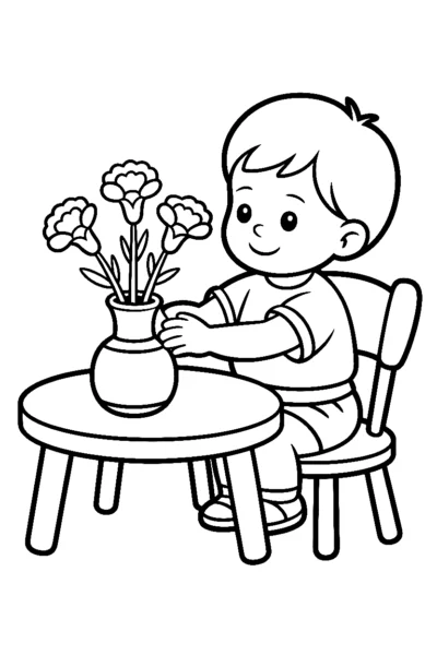 arranging carnation vase printable sheet