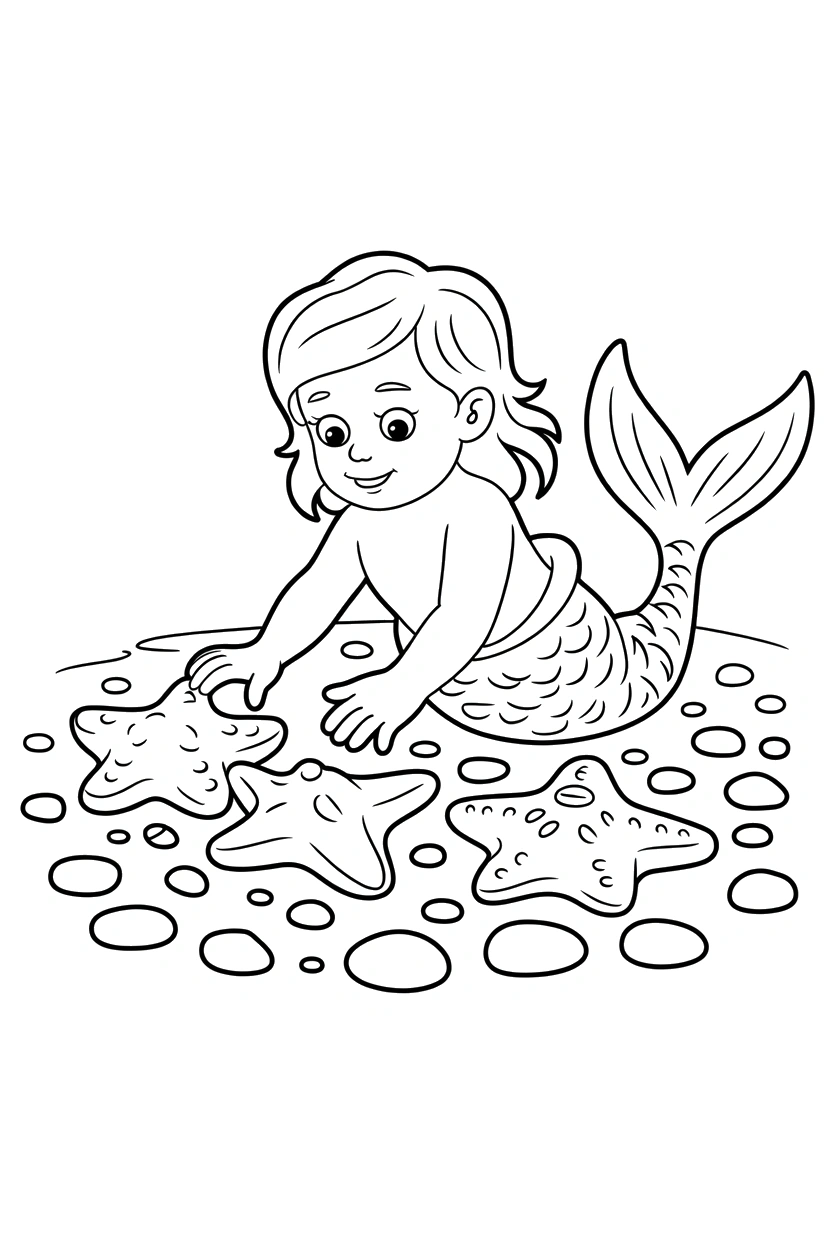 arranging starfish baby mermaid seafloor coloring pages arranging starfish baby mermaid seafloor coloring pages