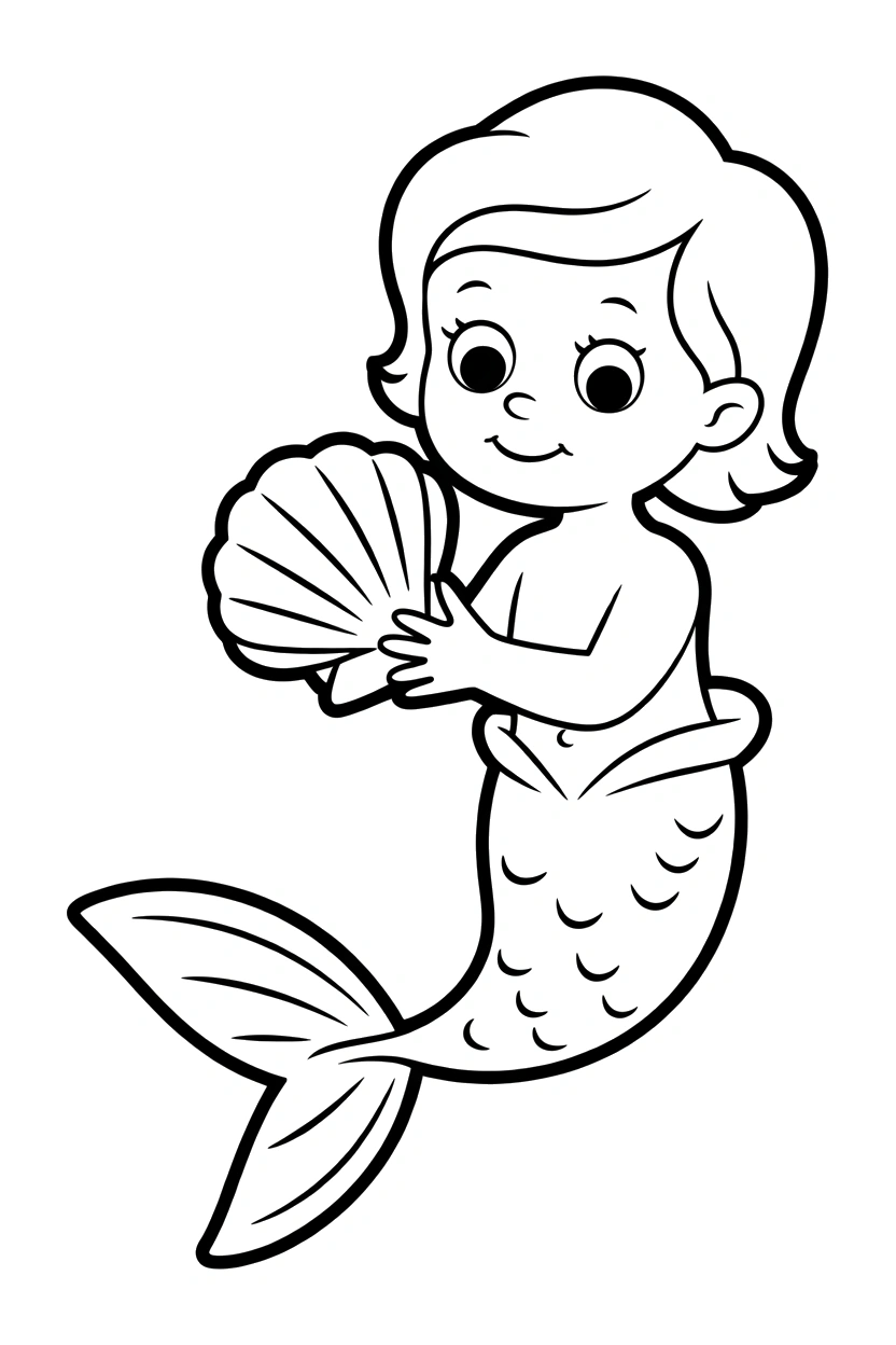 baby mermaid holding shell printable sheet baby mermaid holding shell printable sheet