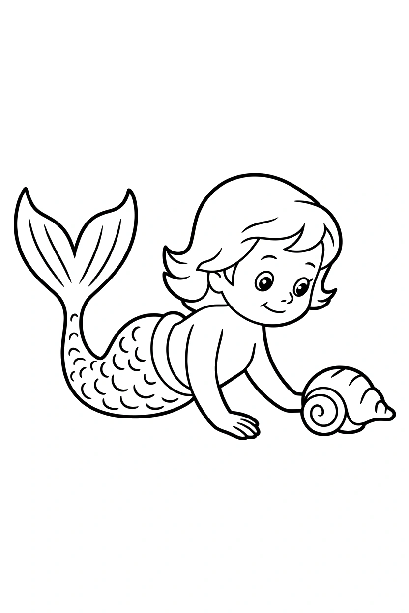 baby mermaid leaning inspect shell coloring pages baby mermaid leaning inspect shell coloring pages