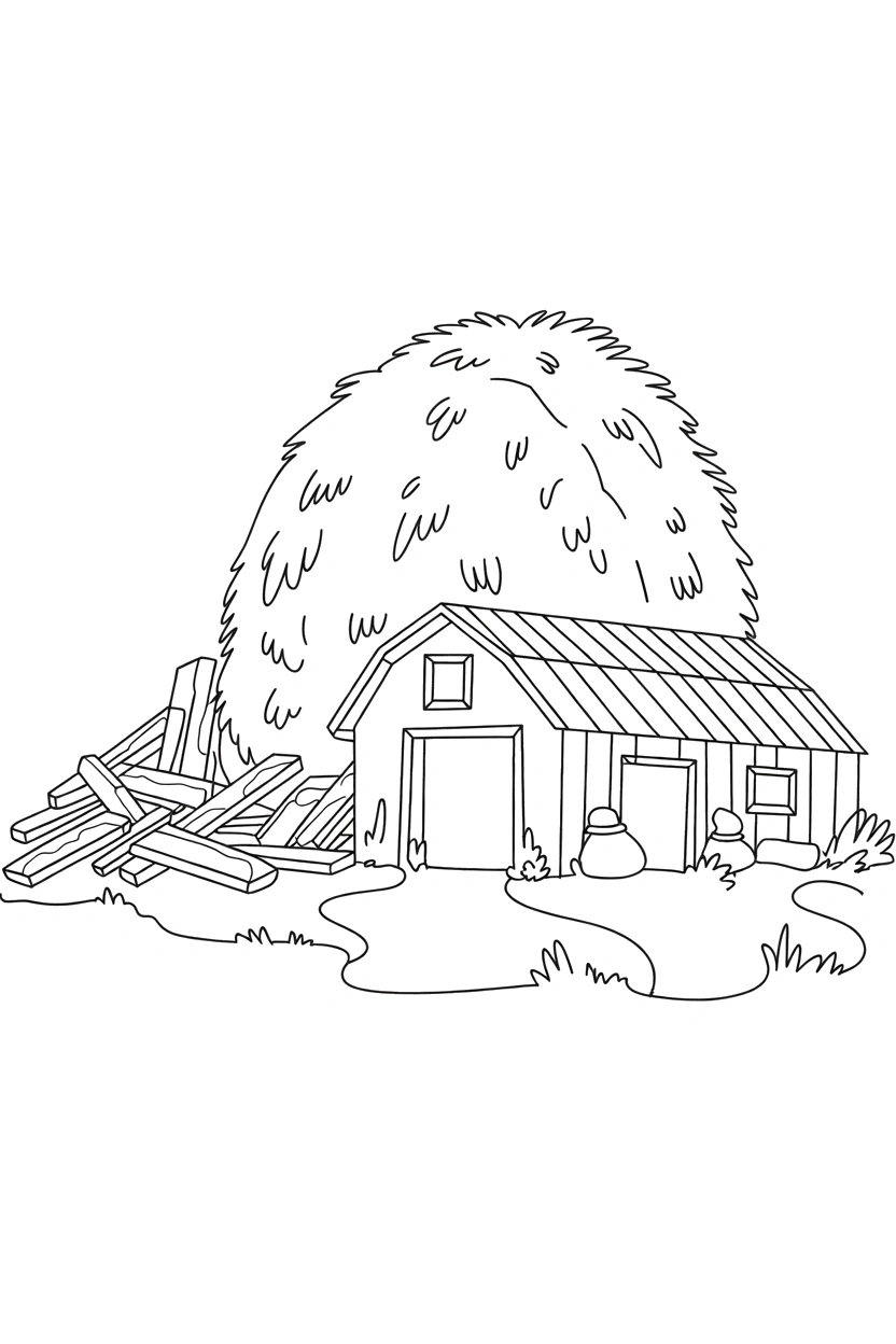 barn resting hay stack coloring pages