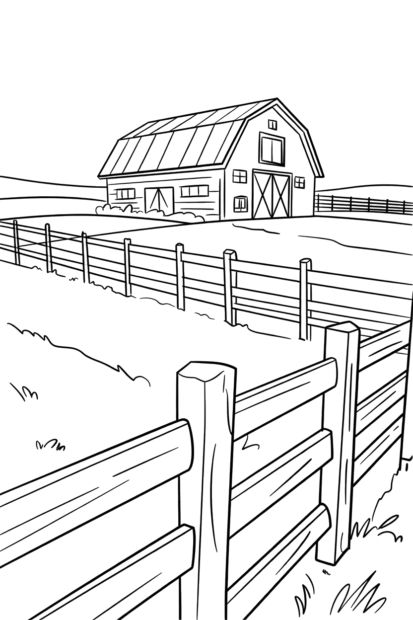 barn seated open field coloring pages