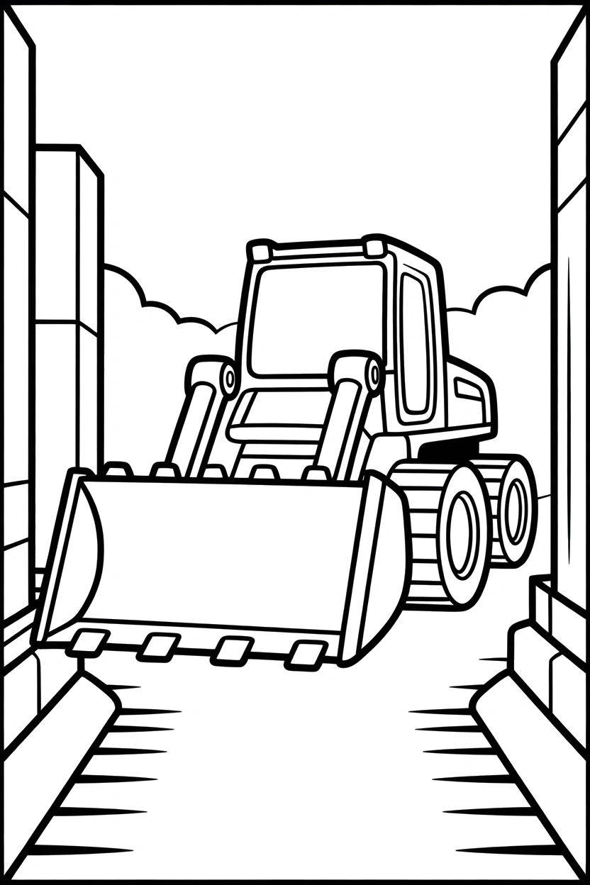 barrier gap scene coloring pages Bulldozer Coloring Pages