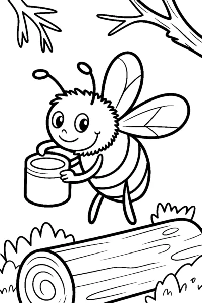 bee holding jar coloring pages