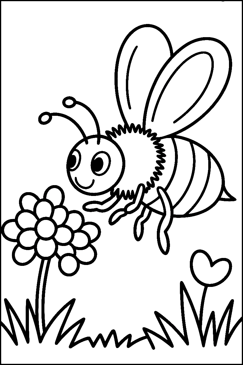 bee on flower coloring pages bee on flower coloring pages