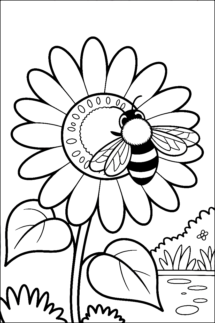 bee sunflower petal coloring pages bee sunflower petal coloring pages