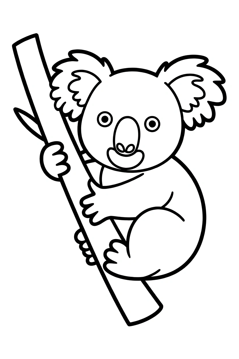 branch with dangling koala coloring pages Koala Coloring Pages