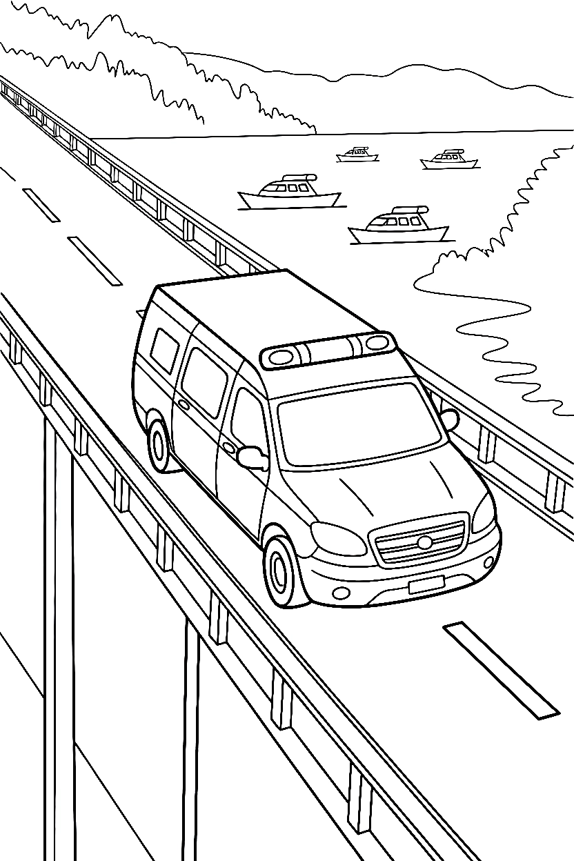 bridge incline ambulance coloring pages