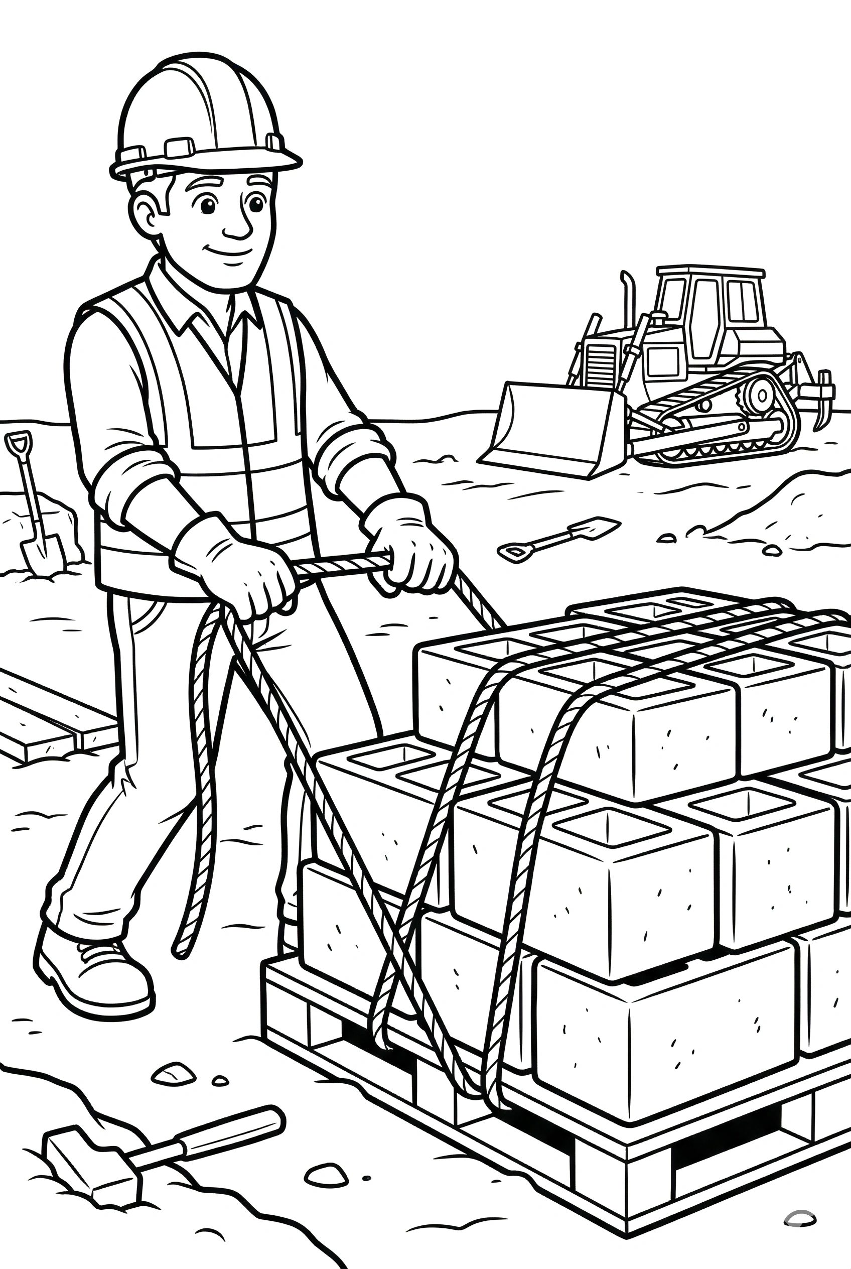 builder pallet blocks coloring pages Construction Worker Coloring Pages