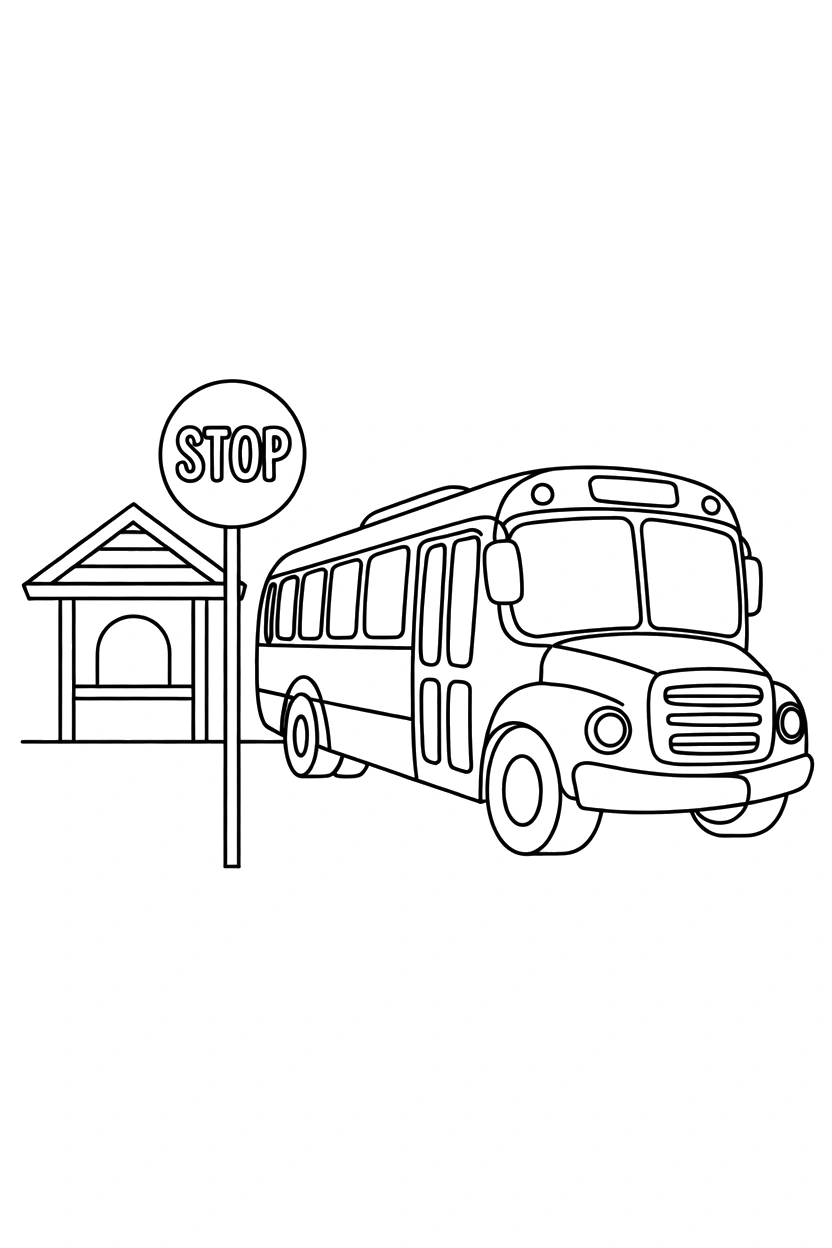 bus stop shelter roof coloring pages