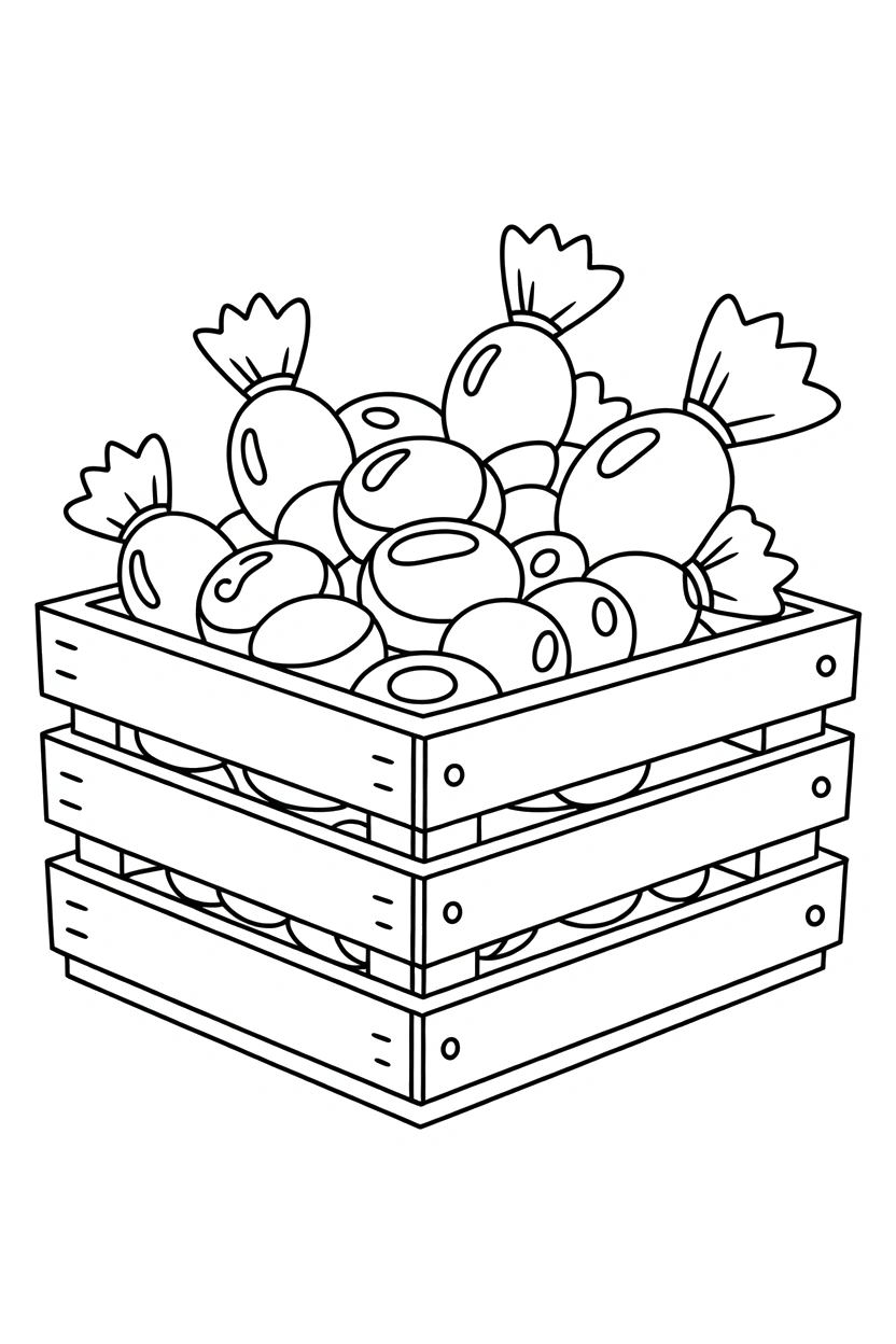 candy coloring page wooden crate