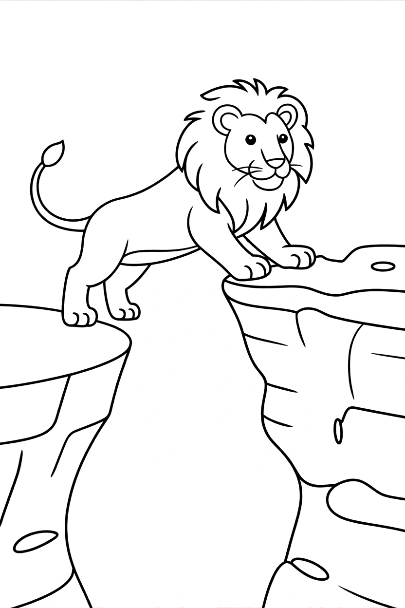 canyon ledge lion climbing drawing