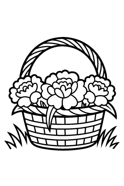carnations wicker basket printable sheet