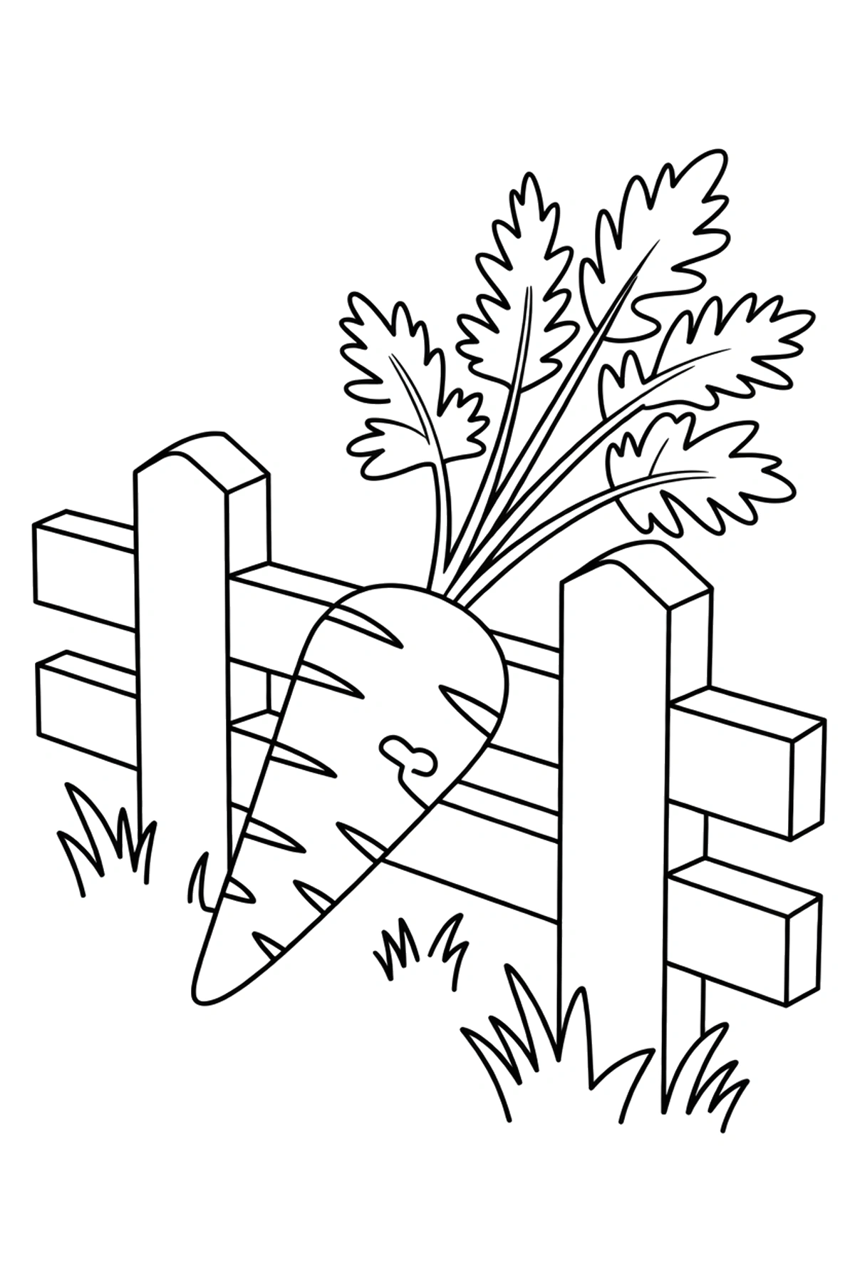 carrot coloring pages against fence