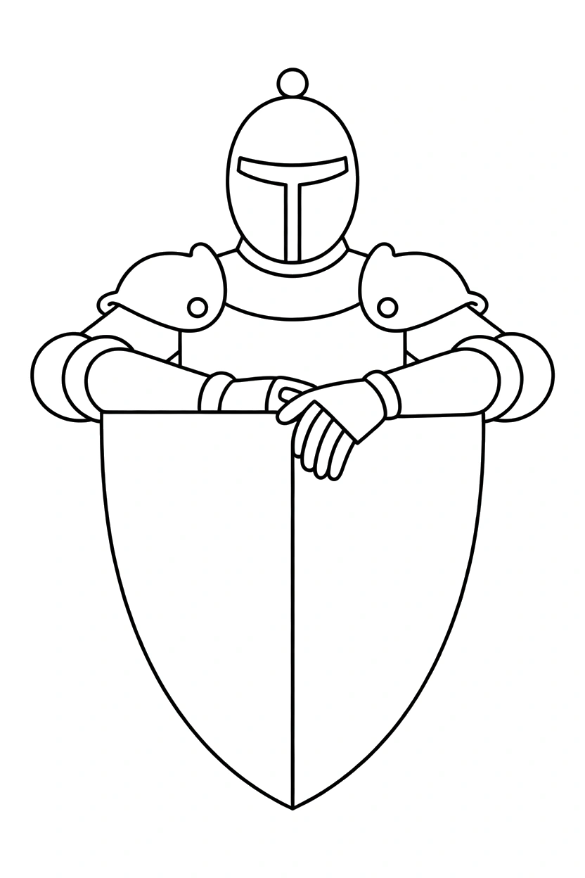 castle wall with folded arms knight printable sheet