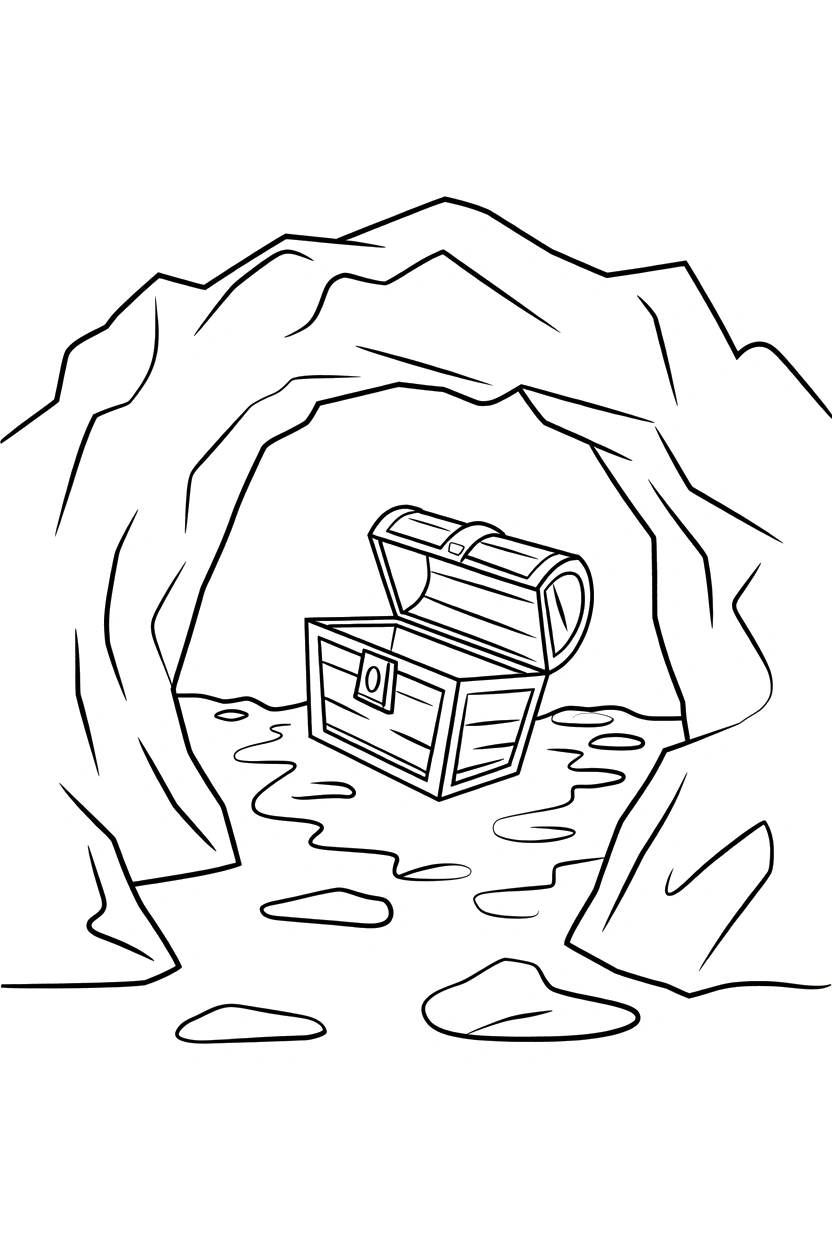 cave opening treasure chest scene drawing cave opening treasure chest scene drawing