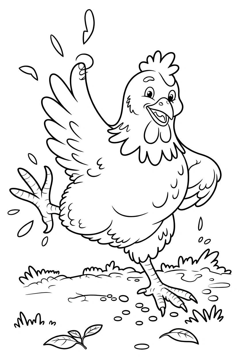 chicken scratching dirt coloring pages