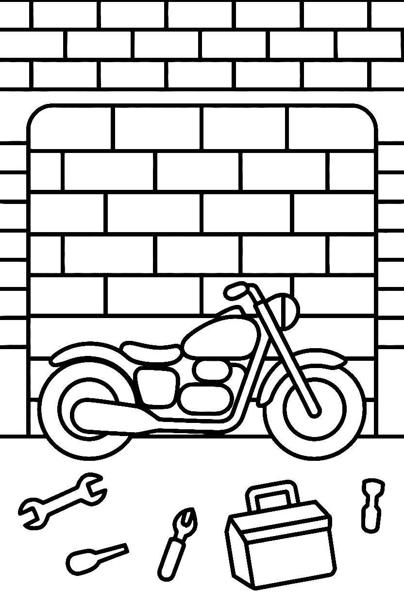 chopper garage scene printable sheet