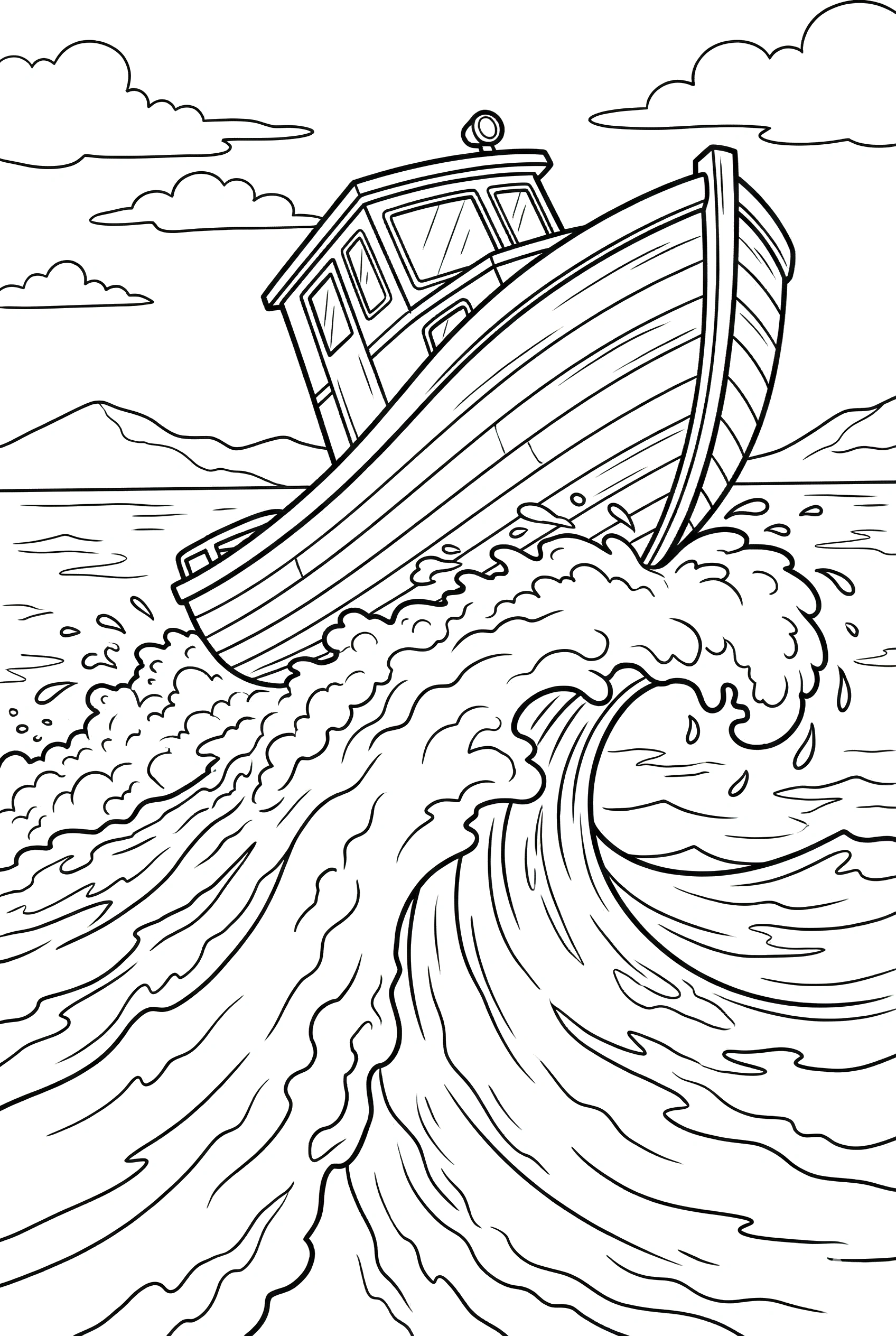 climbing boat small wave coloring pages