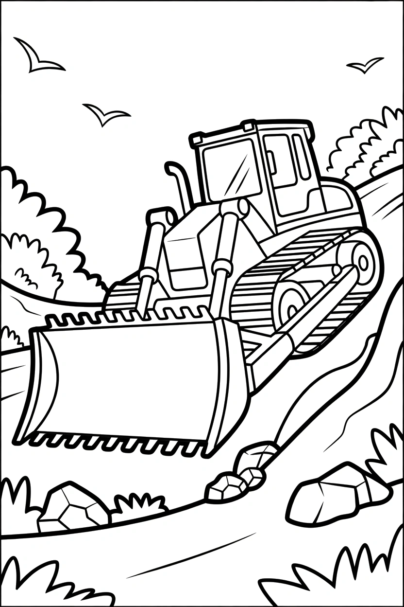 climbing bulldozer hillside coloring pages climbing bulldozer hillside coloring pages