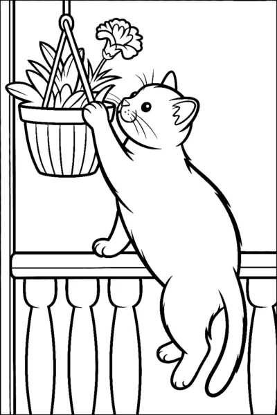 climbing cat carnation drawing