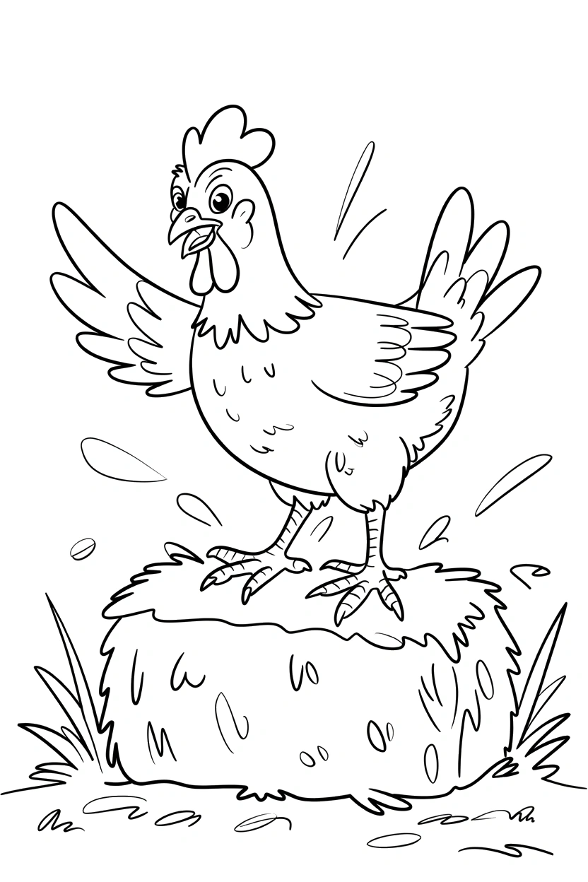 climbing chicken hay bale coloring pages