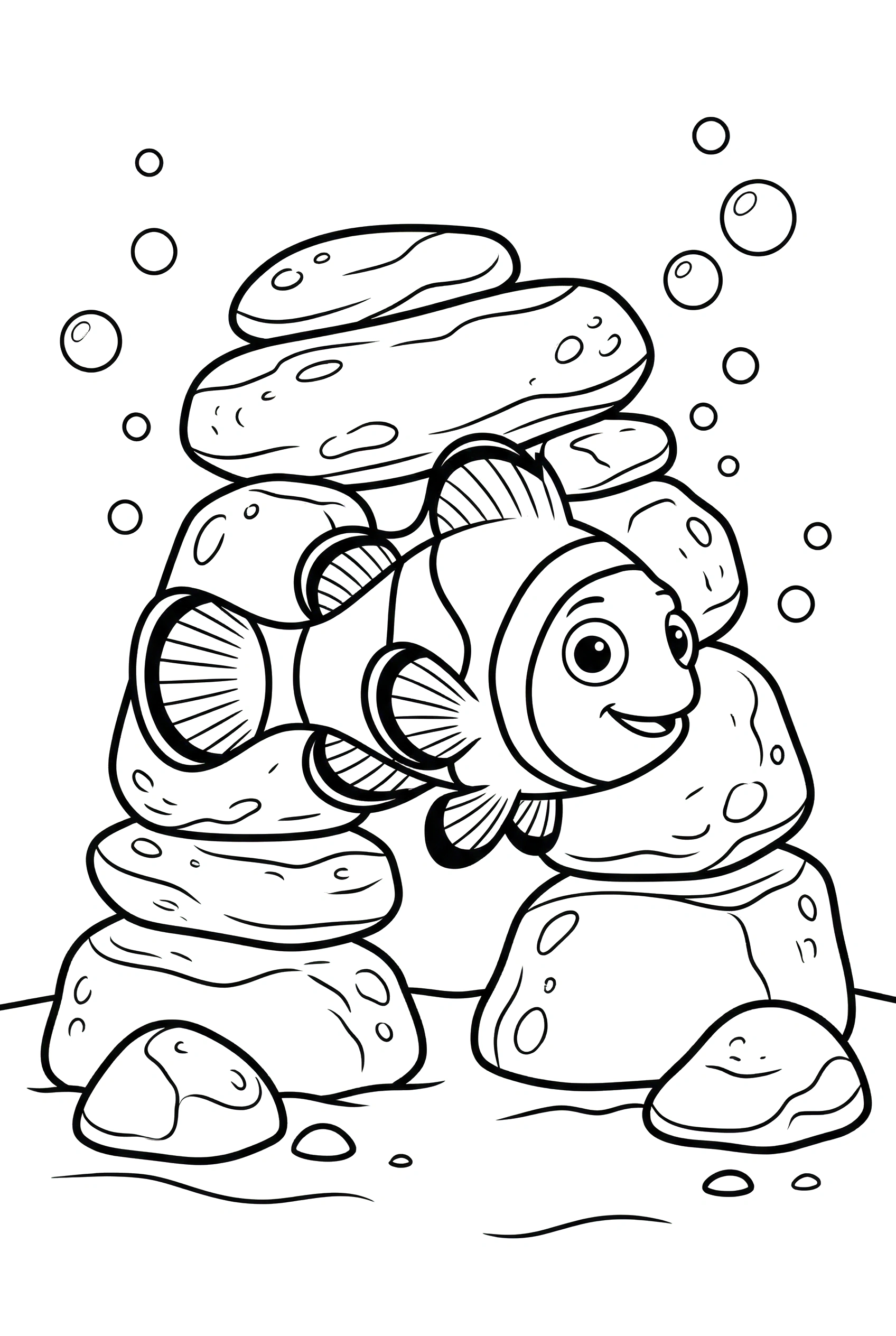 climbing clownfish rock gap coloring pages
