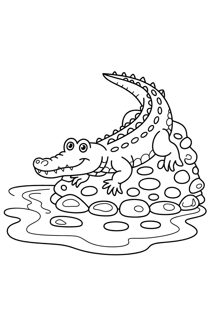 climbing crocodile stones coloring pages