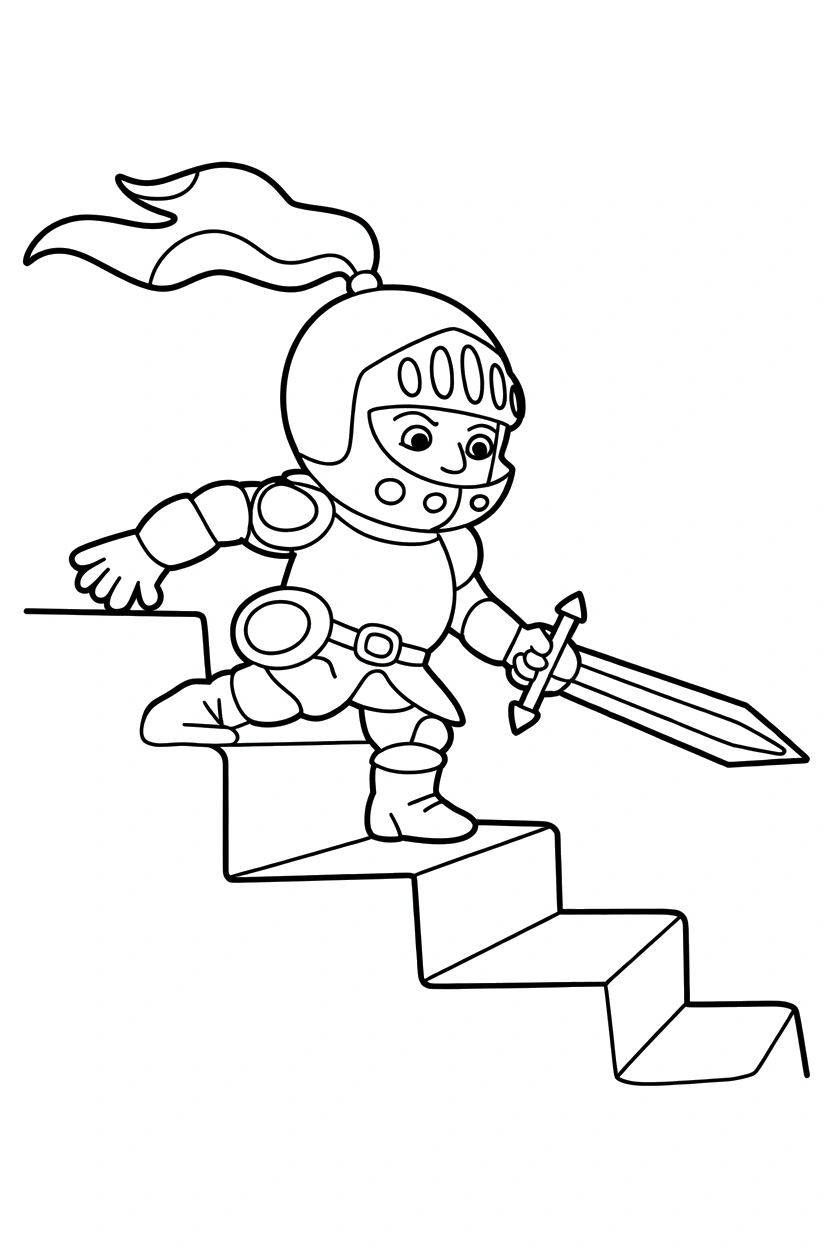 climbing knight stone staircase coloring pages
