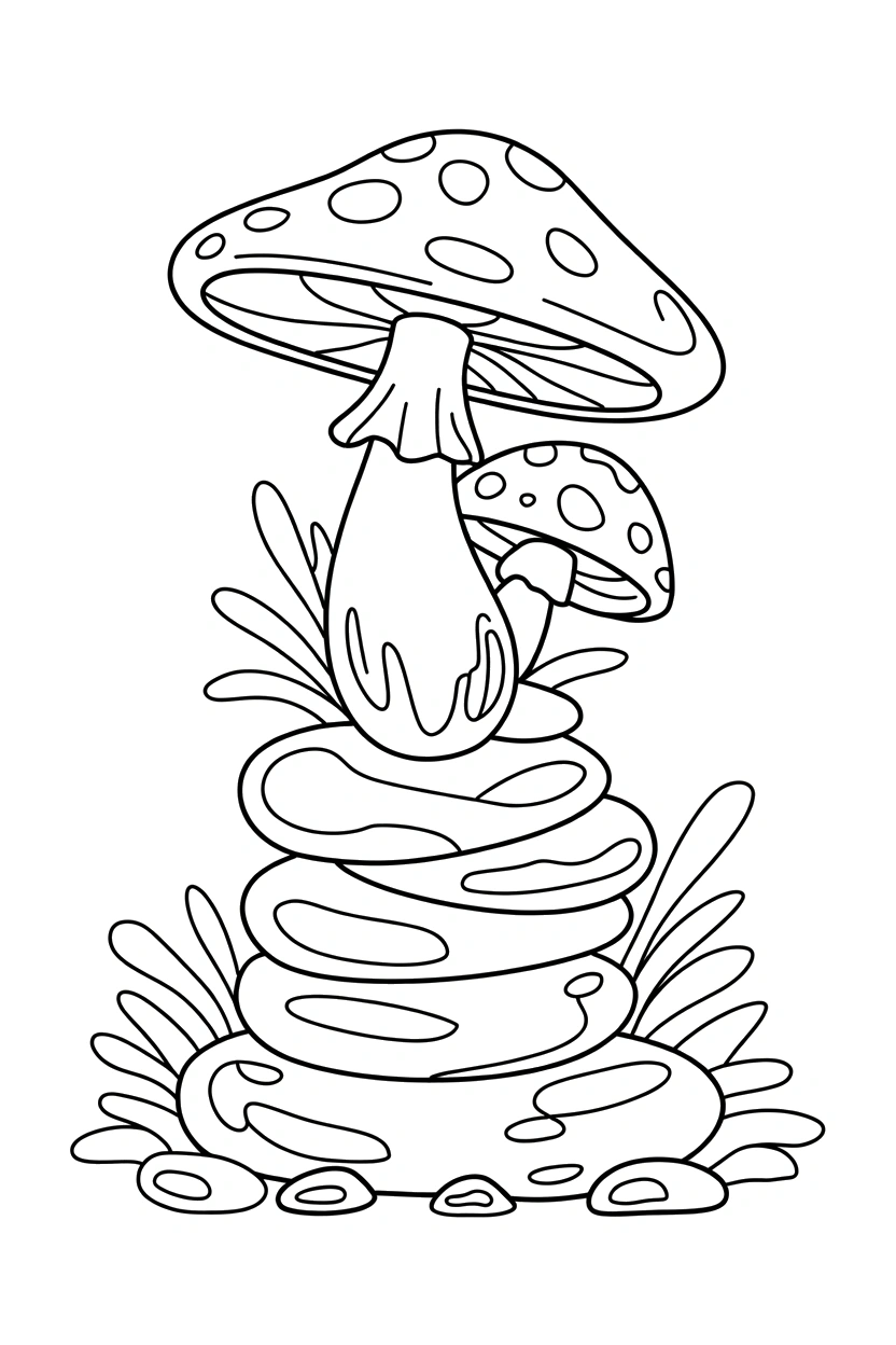 climbing mushroom stone stack coloring pages