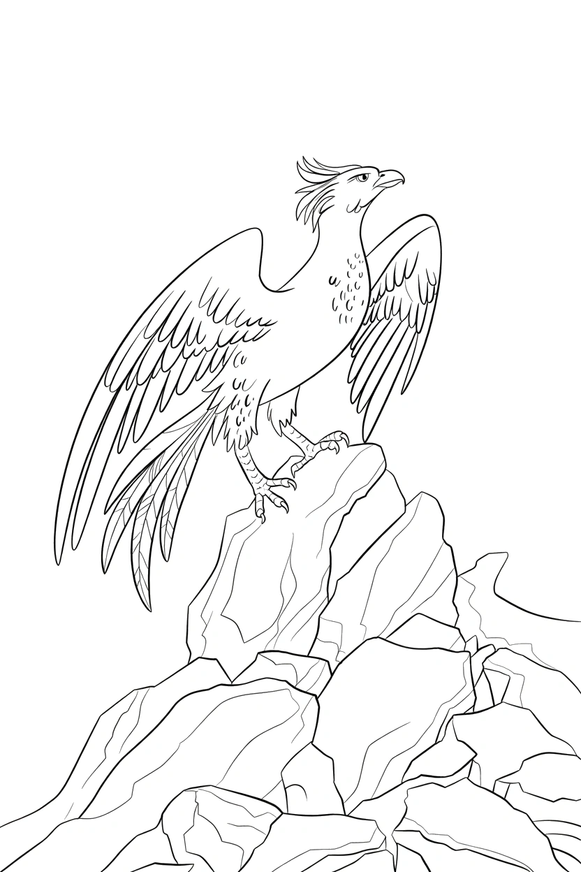 climbing phoenix rocky slope coloring pages