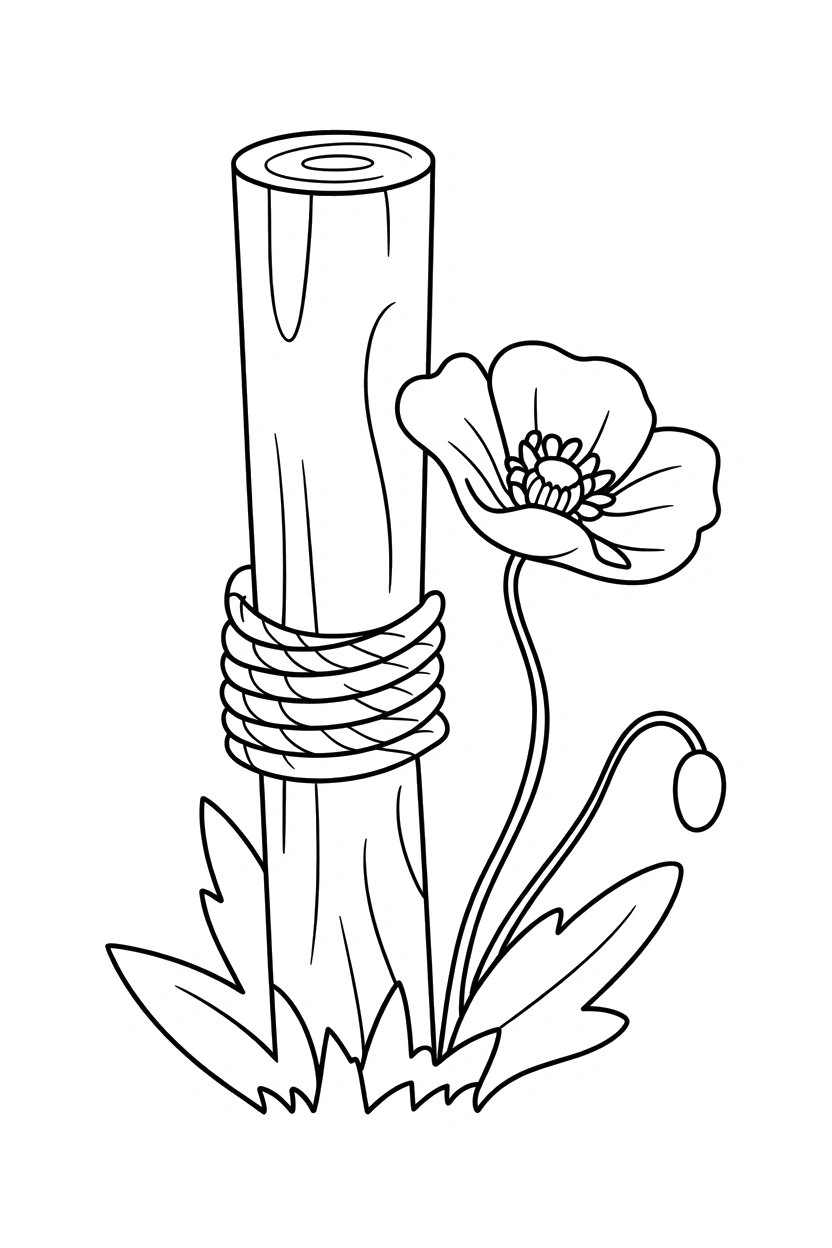 climbing poppy wooden post coloring pages