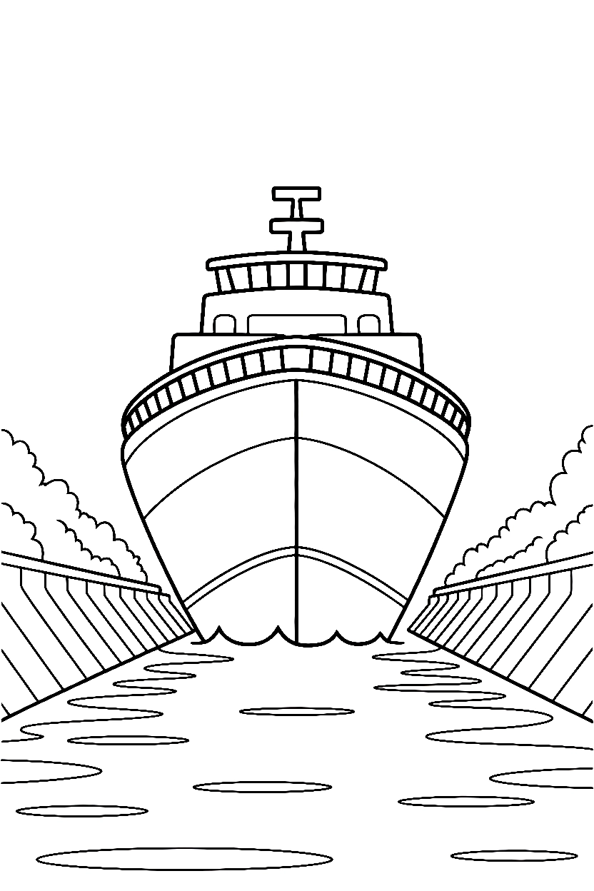 climbing ship canal coloring pages