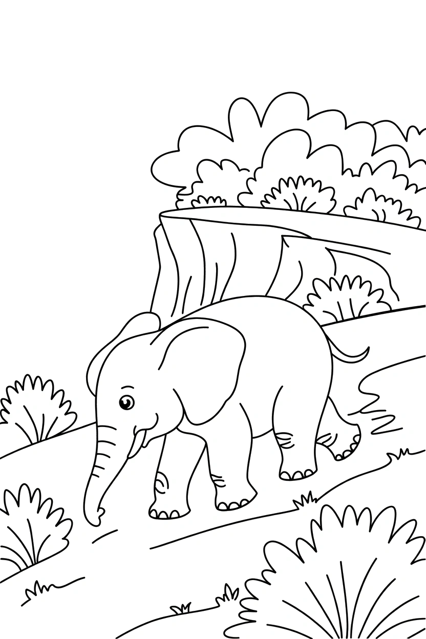 climbing slope elephant bushes cliff coloring pages climbing slope elephant bushes cliff coloring pages