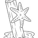 Starfish Outlines for Easy Coloring climbing-starfish-wooden-post-coloring-pages