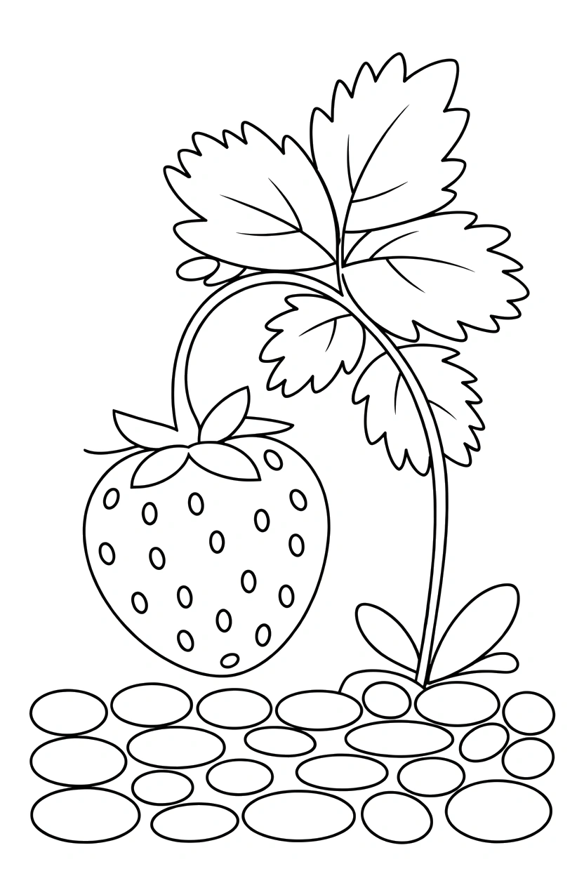 climbing strawberry stone border coloring page