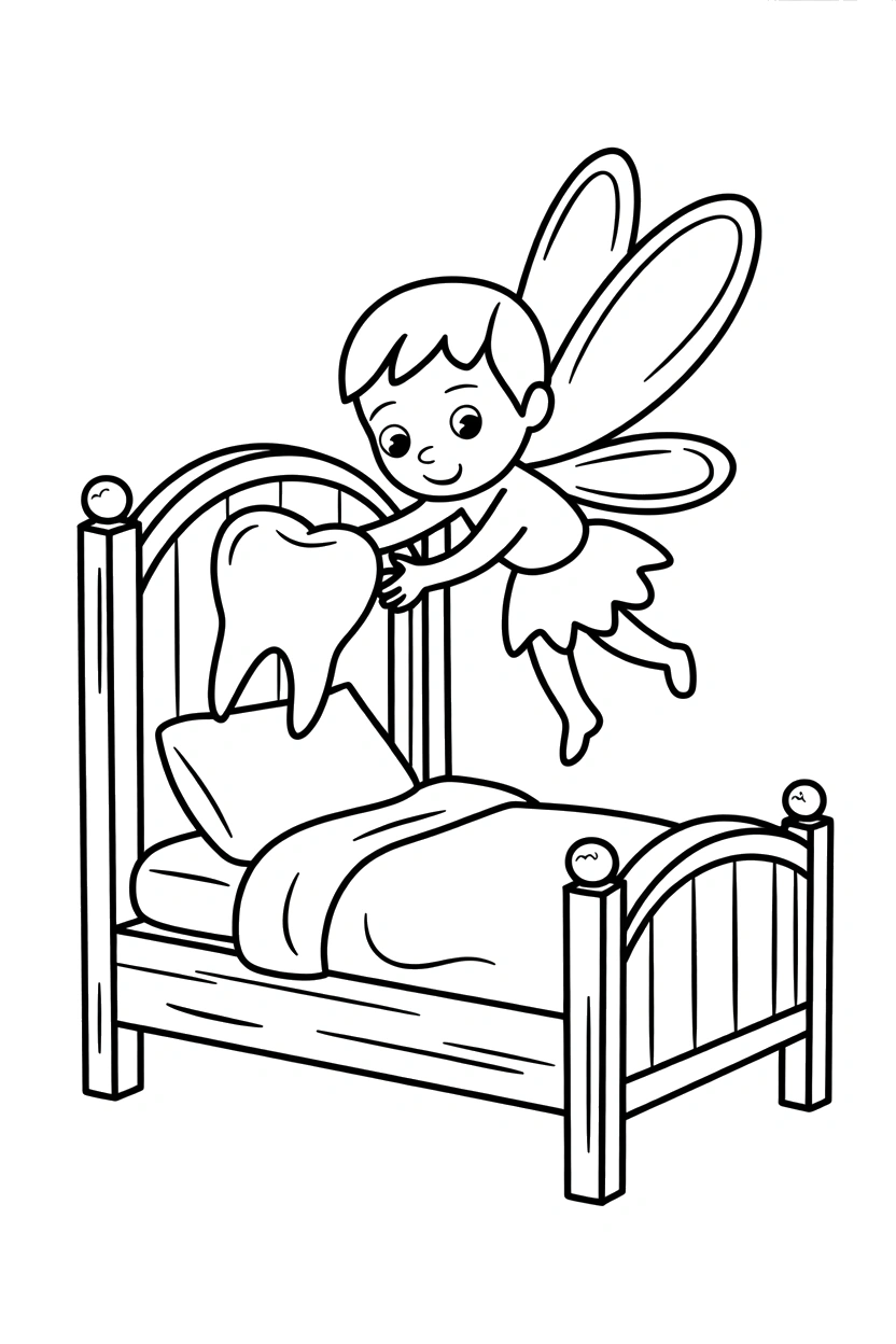 climbing tooth fairy bed frame coloring pages