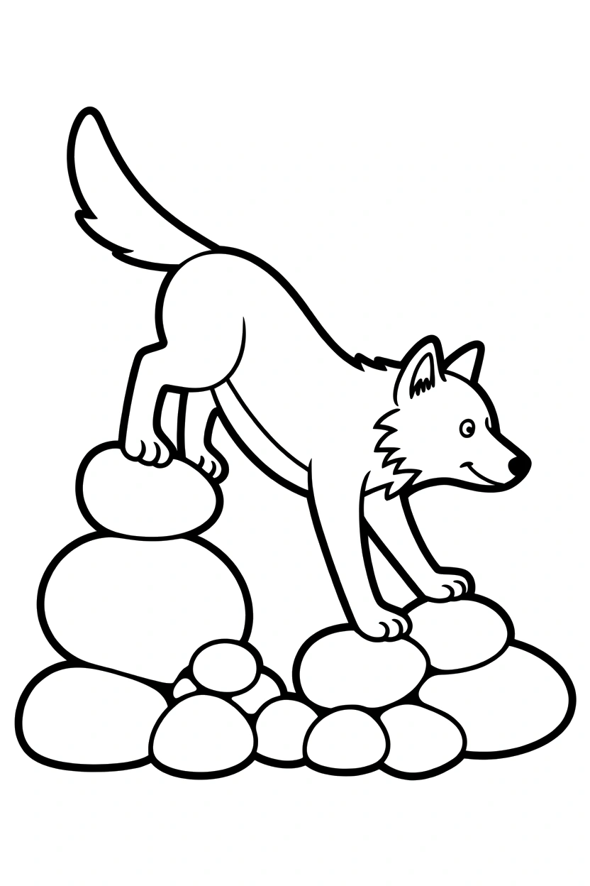 climbing wolf stacked rocks printable sheet Wolf Coloring Pages