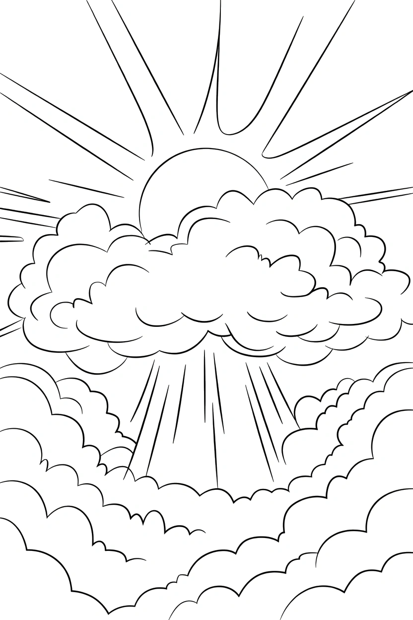 cloud reaching sunrays coloring pages cloud reaching sunrays coloring pages