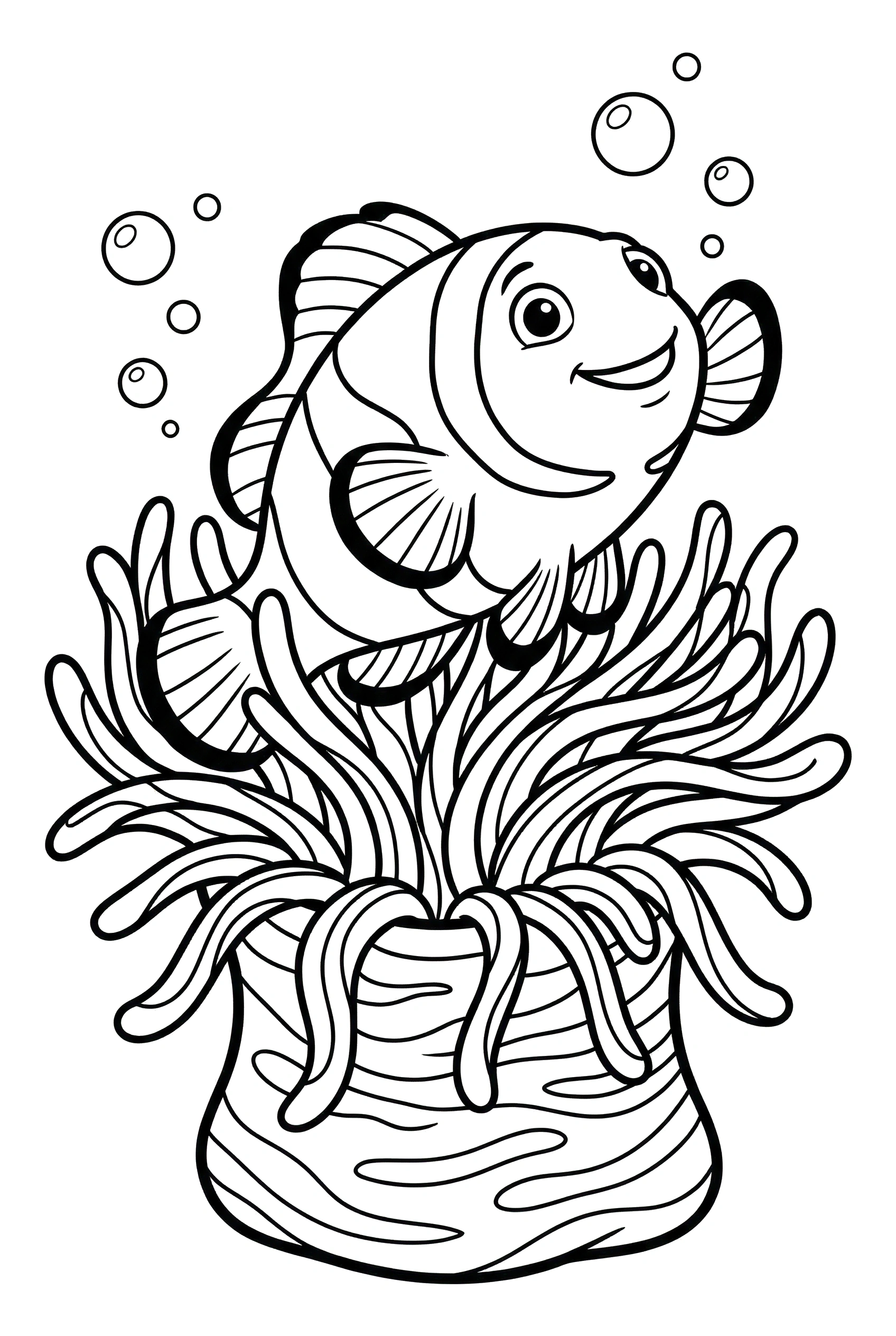clownfish emerging anemone home coloring pages