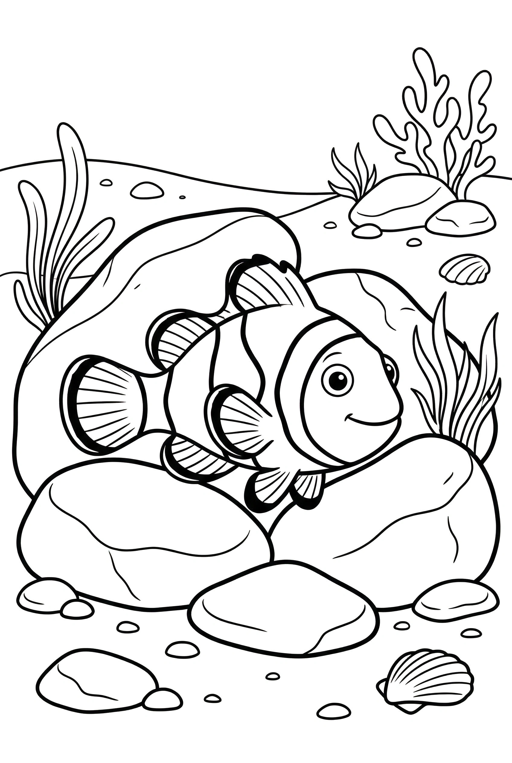 clownfish ocean floor pebbles drawing