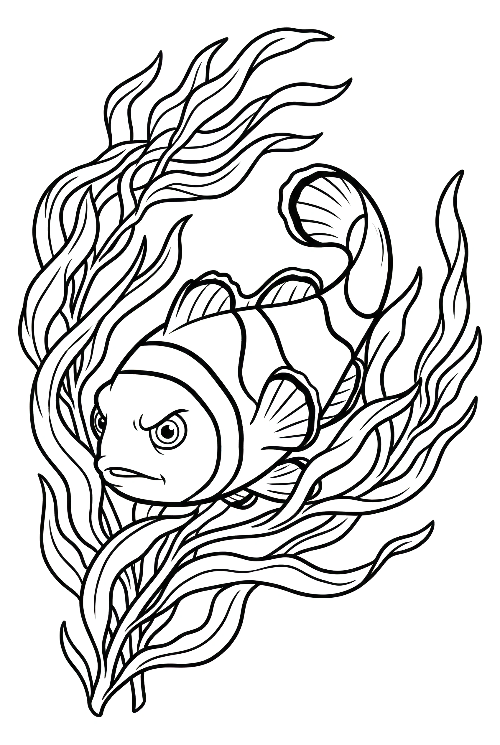 clownfish seaweed current scene printable sheet