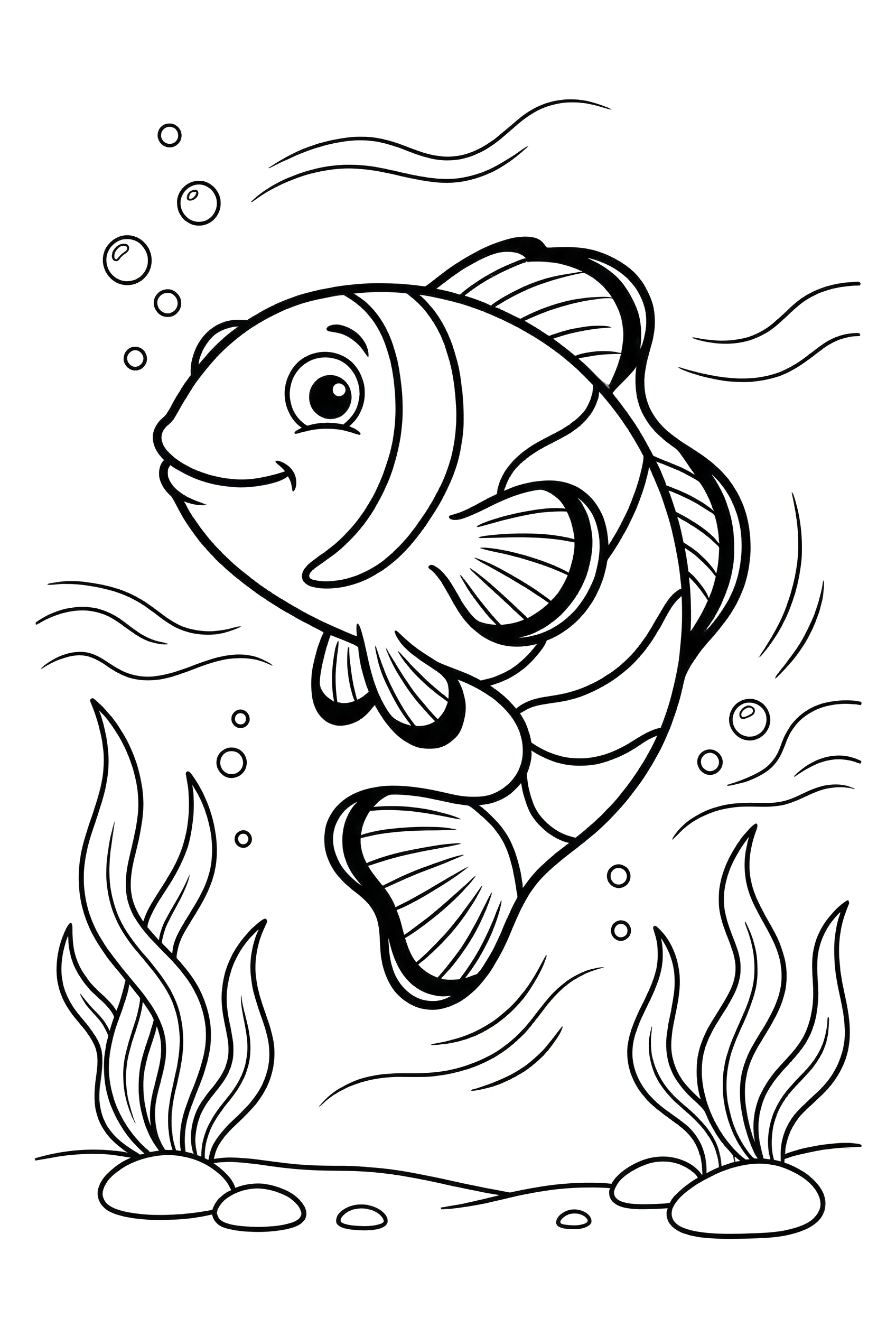 clownfish swimming current flow printable sheet