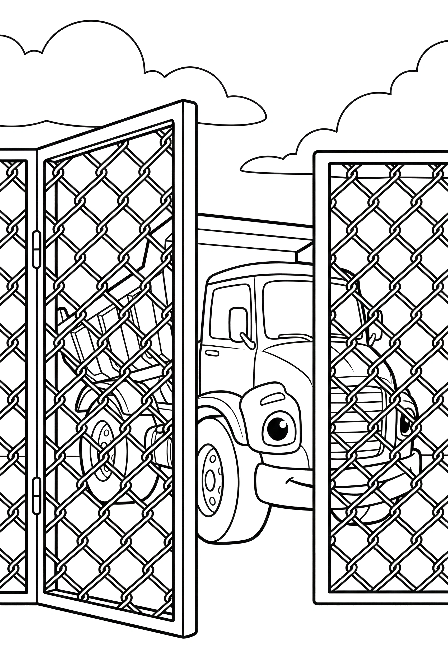 construction dump truck gate coloring pages