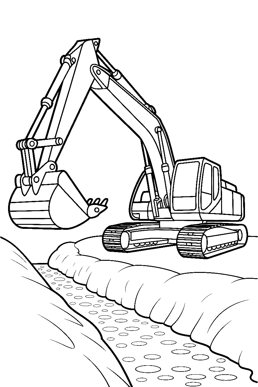 construction site excavator printable sheet