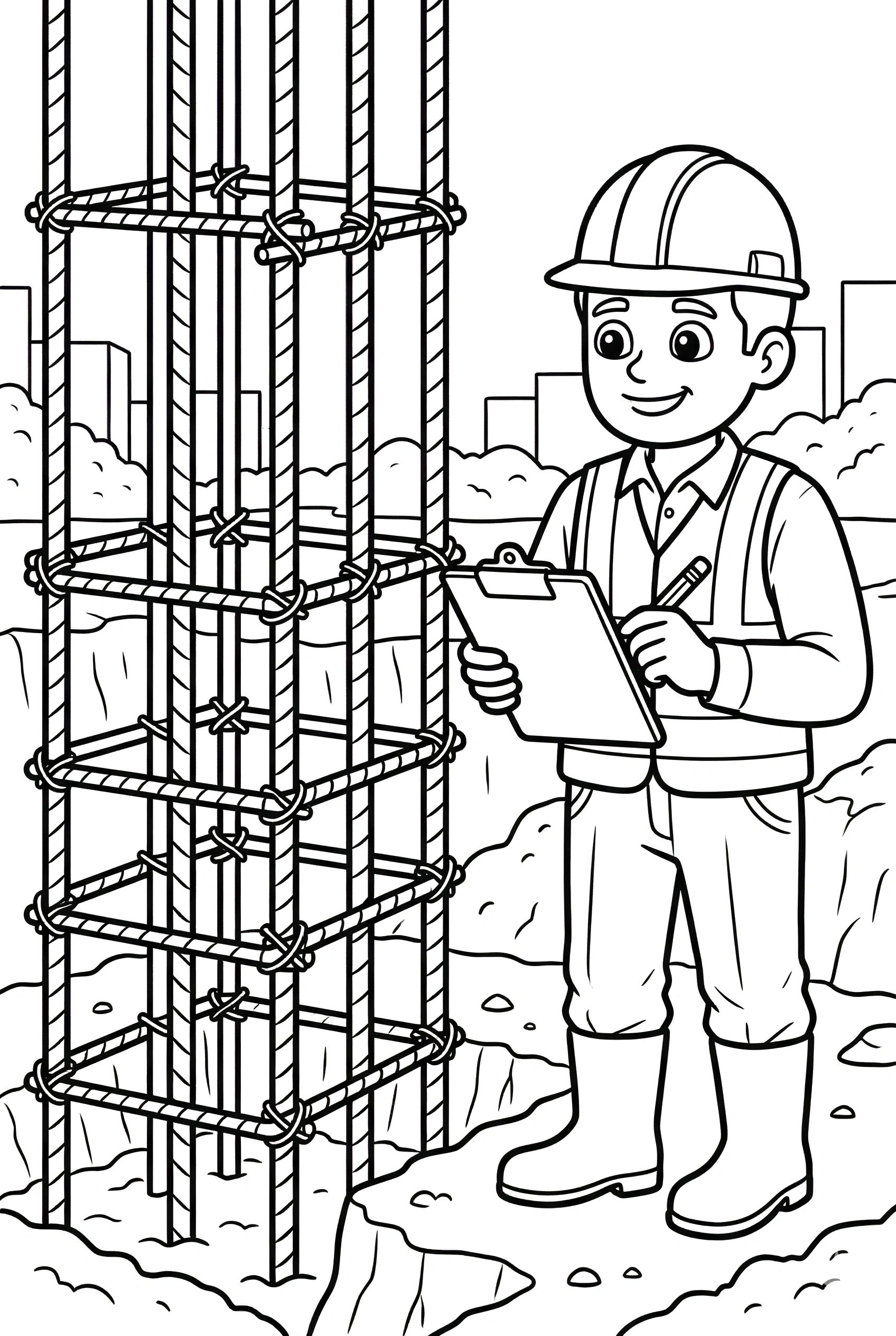 construction worker rebar inspection coloring pages construction worker rebar inspection coloring pages