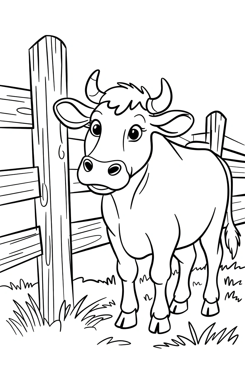 cow holding grazing posture post drawing