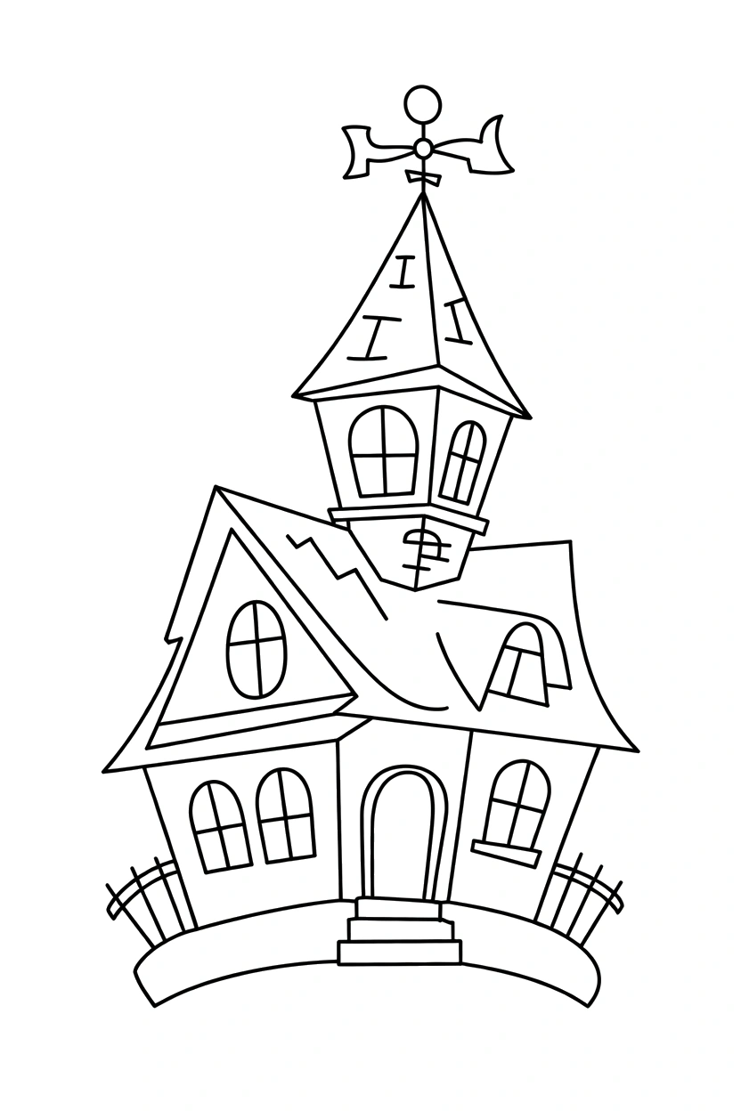 crooked weathervane roof peak coloring pages